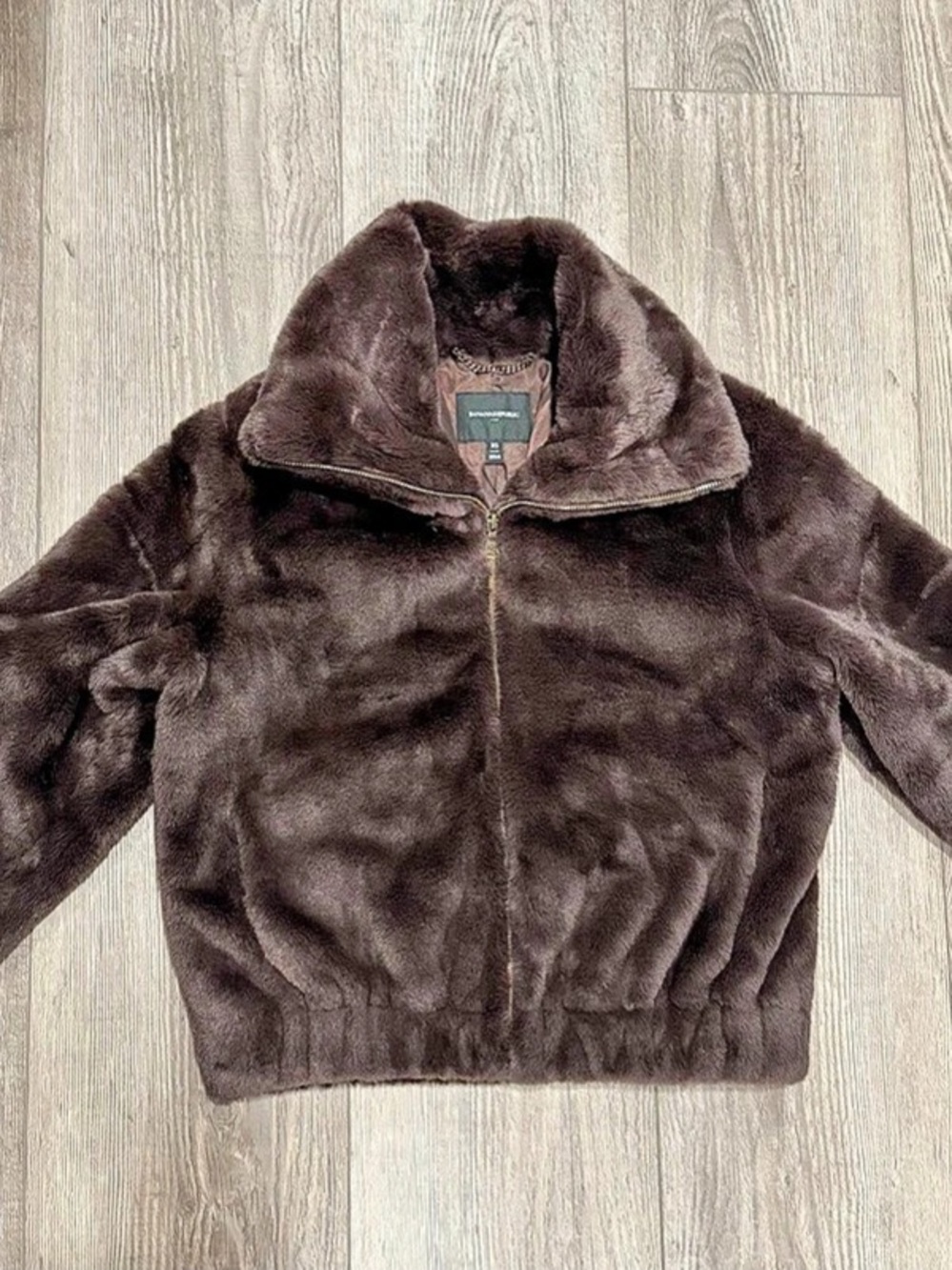 Banana Republic Faux Fur Cropped Jacket in Brown XS NWT